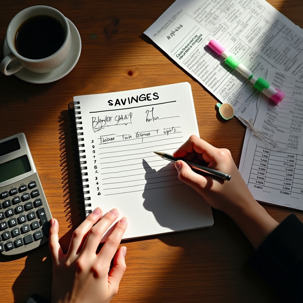 Persona che studia un piano di risparmio domestico su carta